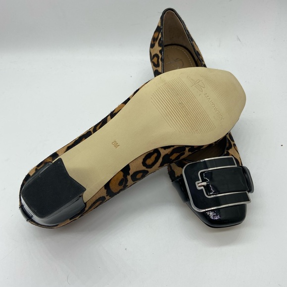 B. Makowsky Faux Leopard Skin Buckle Chunky Heel 8 - Picture 8 of 8